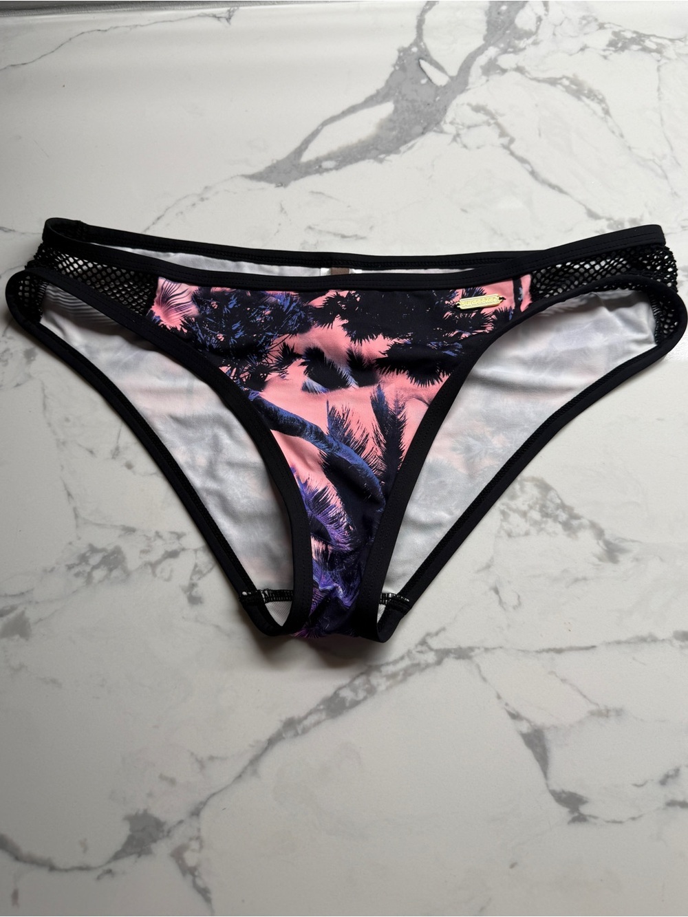 Venus Tropical Palm Print Bikini Bottoms in Pink & Purple Size 8